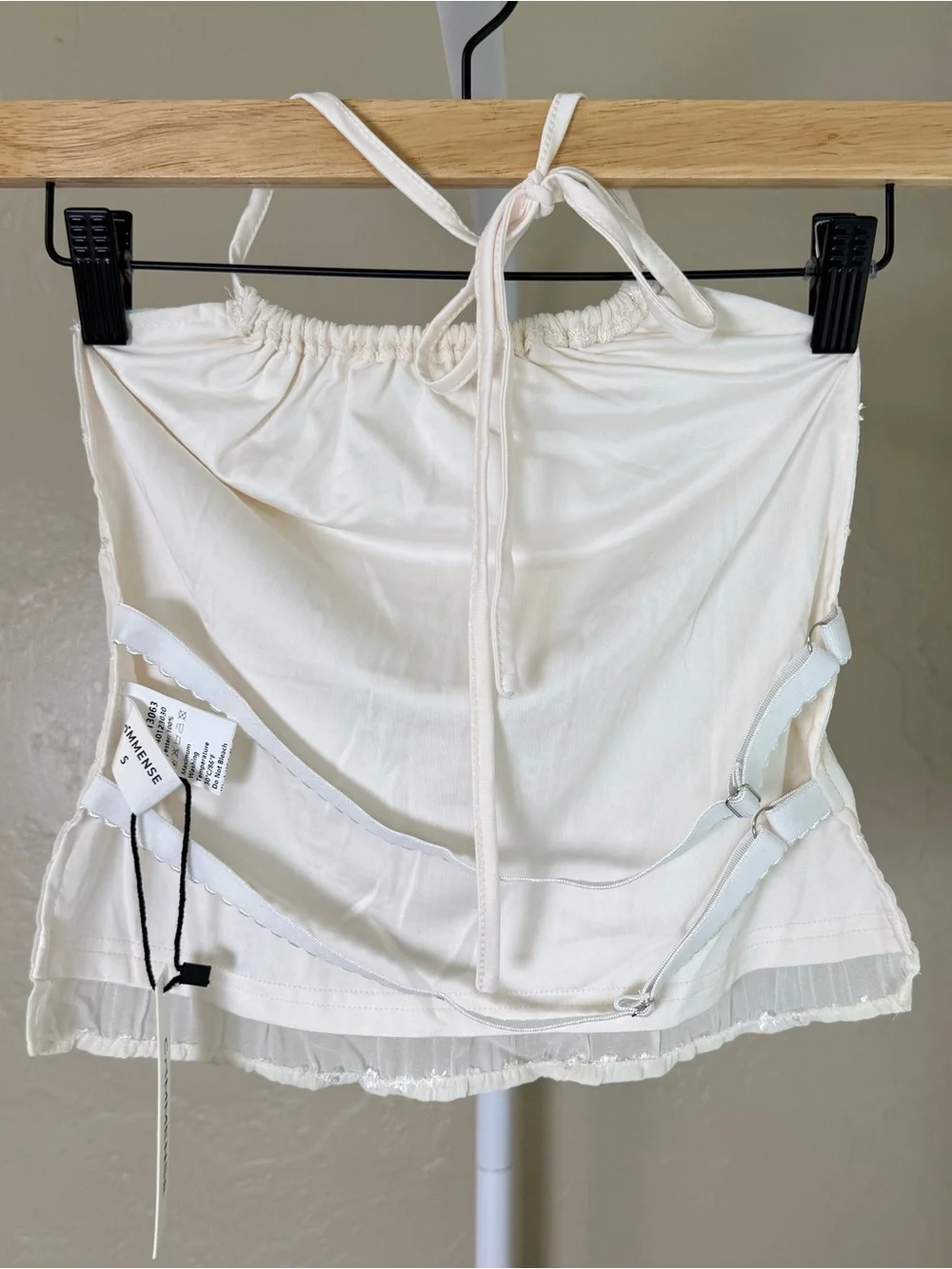 Commense Ivory Cream Set Backless Halter Crop Top and Maxi Skirt Small NWT - Picture 10 of 14